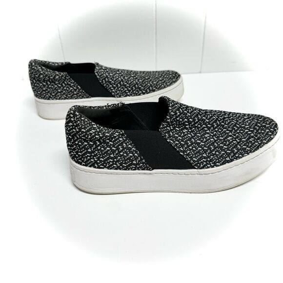 VINCE. Warren Knit Black White Speckled Fabric Slip Ons Women’s Size 8 - Picture 3 of 8